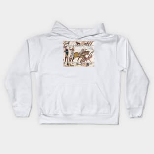 THE BAYEUX TAPESTRY ,The Death of King Harold at Battle of Hastings Kids Hoodie